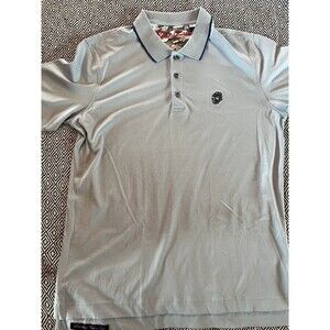 Robert Graham light blue With Trim Detail collar short sleeve polo shirt size M